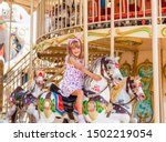 cute happy blonde little girl... | Shutterstock . vector #1502219054
