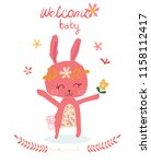 baby shower card with cute... | Shutterstock .eps vector #1158112417