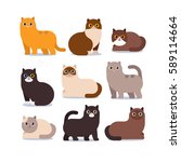 Set Of Different Cartoon Cats...