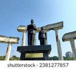 Small photo of Surabaya - Indonesia, October 29, 2023. The statue of Soekarno-Hatta, Indonesia's first President and Vice President, reading out the proclamation of Indonesian independence.
