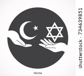 star of david  moon and star.... | Shutterstock .eps vector #734639851