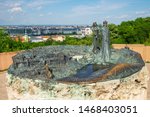 Monument Buda Meets Pest or The Birth of Budapest on Mount Gellert, Budapest, Hungary