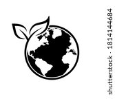 earth with leaf icon  world... | Shutterstock .eps vector #1814144684