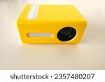 yellow wireless projector, 4K movie projector, Full HD with Bluetooth for video playback, watching movies for home and office