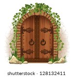 Arched Medieval Wooden Door In...