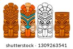 Tiki Tribal Wooden Mask Set And ...