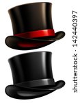 Two Black Top Hats Isolated On...