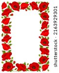 rectangle frame with red poppy... | Shutterstock .eps vector #2163929301