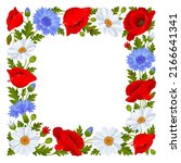 square frame with wildflowers.... | Shutterstock .eps vector #2166641341