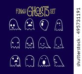 set of twelve cartoon spooky... | Shutterstock .eps vector #495731191