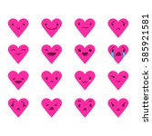 heart pink emoticons with... | Shutterstock .eps vector #585921581