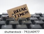paper tag written break time over white background