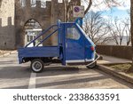 Small photo of SAN MARINO, SAN MARINO - MARTH 11, 2023: This is an Italian commercial cargo scooter Piaggio Ape 50 Catalyzed.