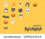 halloween cute character vector ... | Shutterstock .eps vector #1493241014