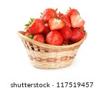 Basket of strawberries on white background