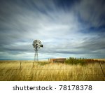 Windmill In Field With Motion...