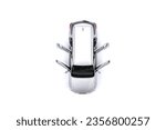 isolated simple and  metallic suv car with open doors from top view on white background that easily removable.