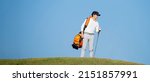 Small photo of Asian professional golf with golf club playing golf at golf course , Sport healthy Concept