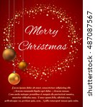 christmas card with magic gold... | Shutterstock .eps vector #487087567
