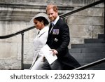 Small photo of London, United Kingdom - June 6th 2022. The Duke and Duchess of Sussex attend the Platinum Jubilee Service of Thanks Giving at St Paul's Cathedral