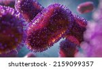 Monkeypox virus, one of the human orthopoxviruses, pathogen closeup (3d microbiology rendering)   