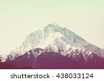 Winter mountain peak, hipster vintage filter