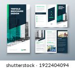 tri fold green brochure design... | Shutterstock .eps vector #1922404094
