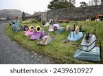 Small photo of A wobble of wheelbarrows on Easdale Island, the smallest inhabited island of the Inner Hebrides, Island of Seil, Argyll and Bute, Scotland, Europe