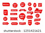 set of red sale icon banners in ... | Shutterstock .eps vector #1251421621