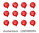 set of red sale icon banners in ... | Shutterstock .eps vector #1285989094