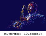jazz saxophone player. vector... | Shutterstock .eps vector #1025508634