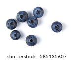 Top view of fresh blueberries isolated on white background.