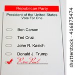2016 Presidential Primary Republican Ballot - Ron Paul