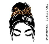 messy hair bun with leopard...