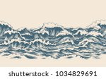 Sea Waves Sketch Pattern. Ocean ...
