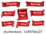 sale ribbons. red ribbons price ... | Shutterstock .eps vector #1198706137