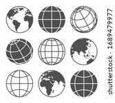 planet map globe icons. vector... | Shutterstock .eps vector #1689479977