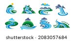 river streams icons. streaming... | Shutterstock .eps vector #2083057684