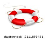 throw life buoy. realistic... | Shutterstock .eps vector #2111899481