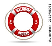 welcome abord buoy. 3d cruise... | Shutterstock .eps vector #2112908081