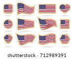 usa flag badges vector set.... | Shutterstock .eps vector #712989391