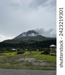 Small photo of Sinabung mountain view in karo, brastagi