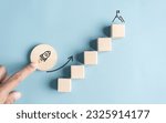 Small photo of Business growth success achievement concept; hand of people arranging as step stair or ladder rocketship launch for planning development leadership and customer target group concept.