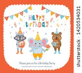 greeting card design with cute... | Shutterstock .eps vector #1420534031