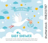 baby shower card. stork... | Shutterstock .eps vector #548253787