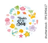 under the sea card.... | Shutterstock .eps vector #591390617