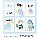 magic cards with unicorns.... | Shutterstock .eps vector #775003474