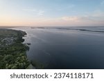 Small photo of The huge mighty Volga River in the evening