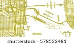 detailed vector map of miami in ... | Shutterstock .eps vector #578523481