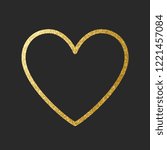 Gold Heart Icon. Vector Line.